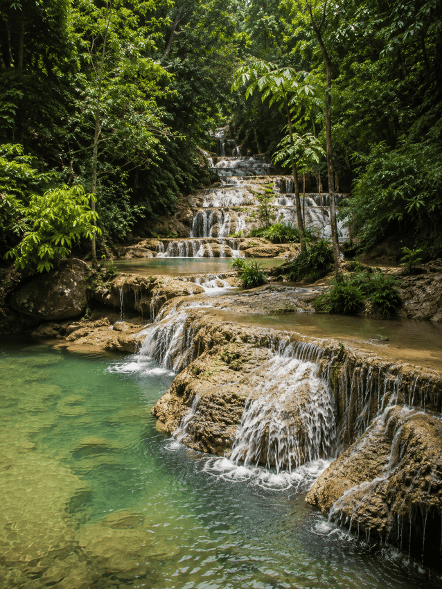Cascade de Hieu à paliers multiples dans la réserve de Pu Luong