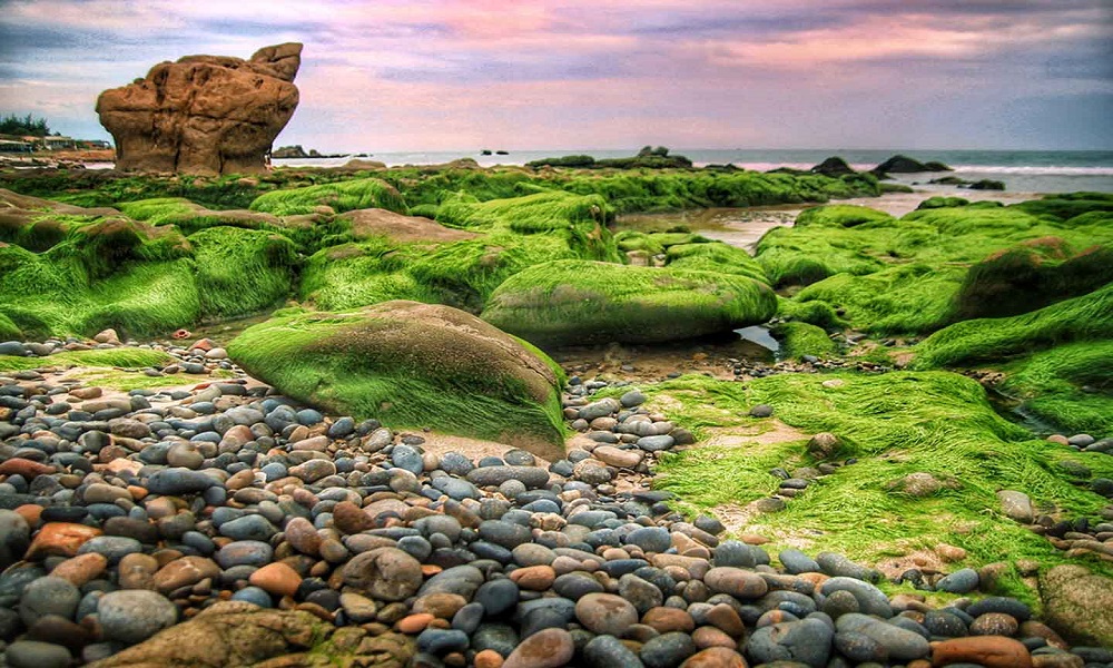 La plage de C畛�Th畉�h attire ses visiteurs par ses pierres aux sept couleurs